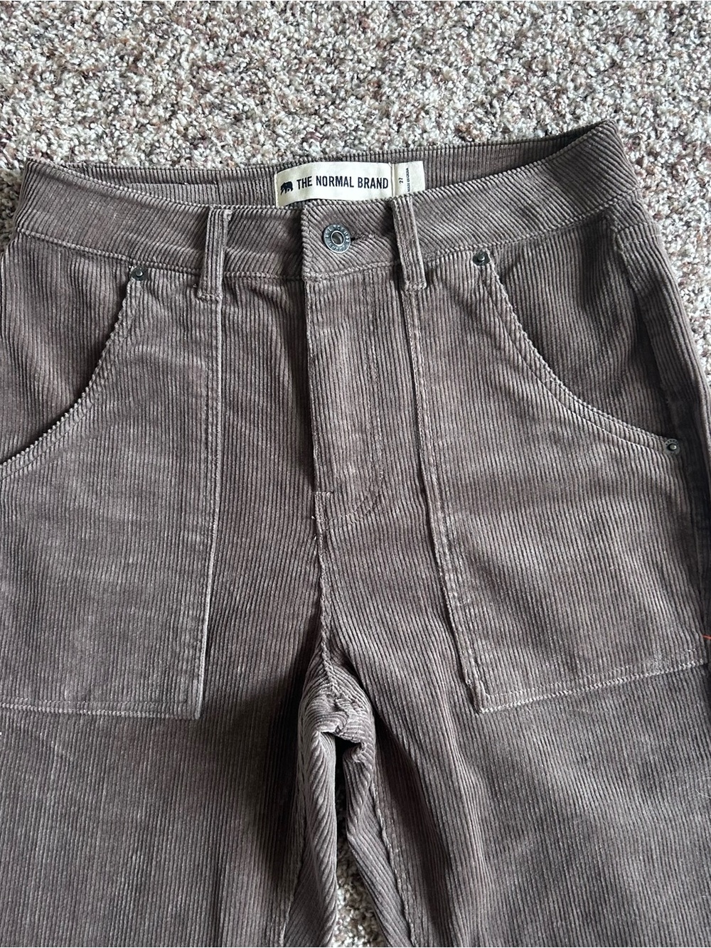 The Normal Brand Women’s Brown Gray Corduroy Split Flare High Rise Pants Size 27 - Picture 4 of 10